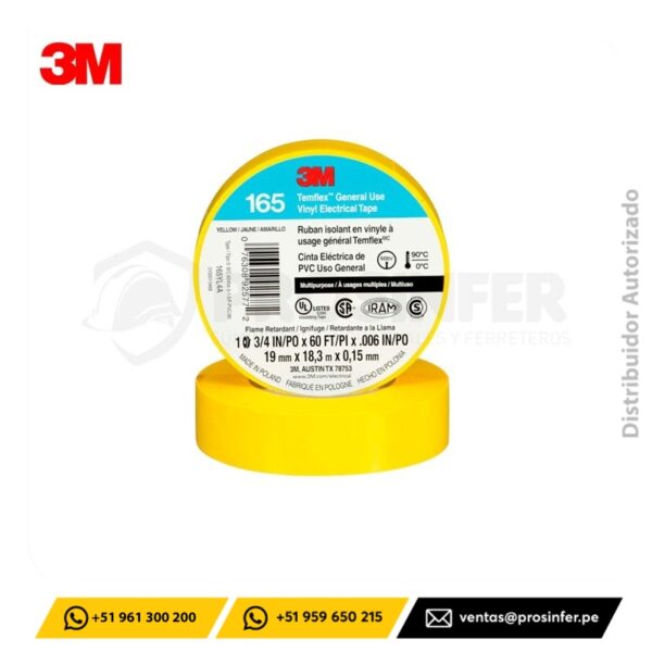 Cinta Eléctrica 3M Temflex 165, Amarillo