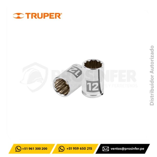 Dado Poligonal 12 mm, encaste 1/4" Truper 100986