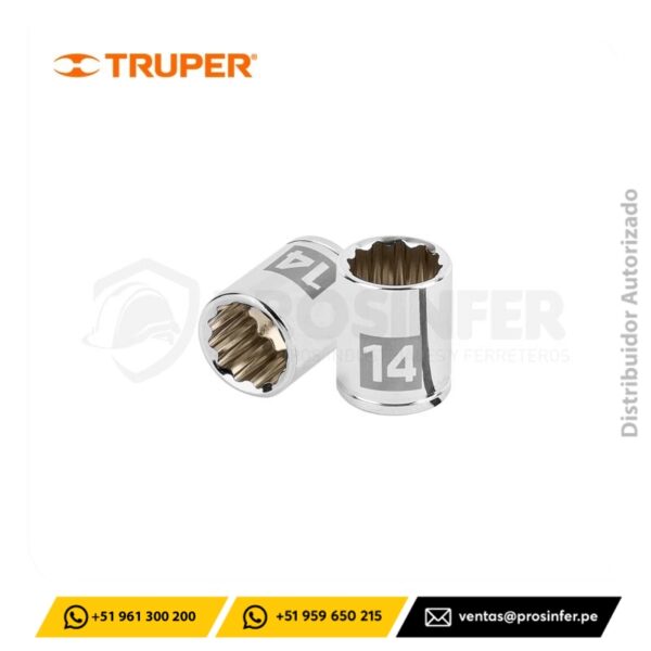 Dado Poligonal 14 mm, encaste 1/4" Truper 100953
