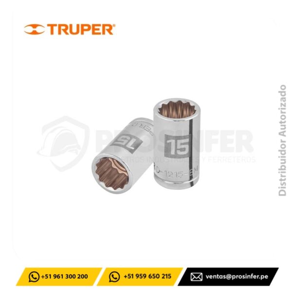 Dado Poligonal 15 mm, encaste de 1/2" Truper 13529