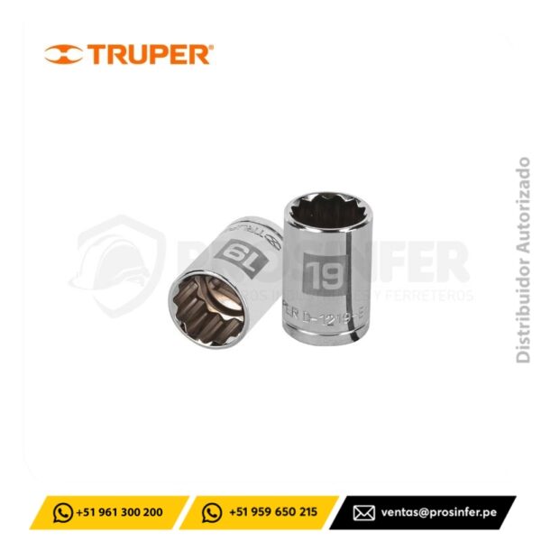 Dado Poligonal 19 mm, encaste de 1/2" Truper 13533