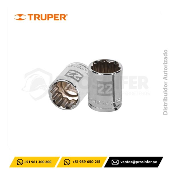 Dado Poligonal 22 mm, encaste de 1/2" Truper 13536