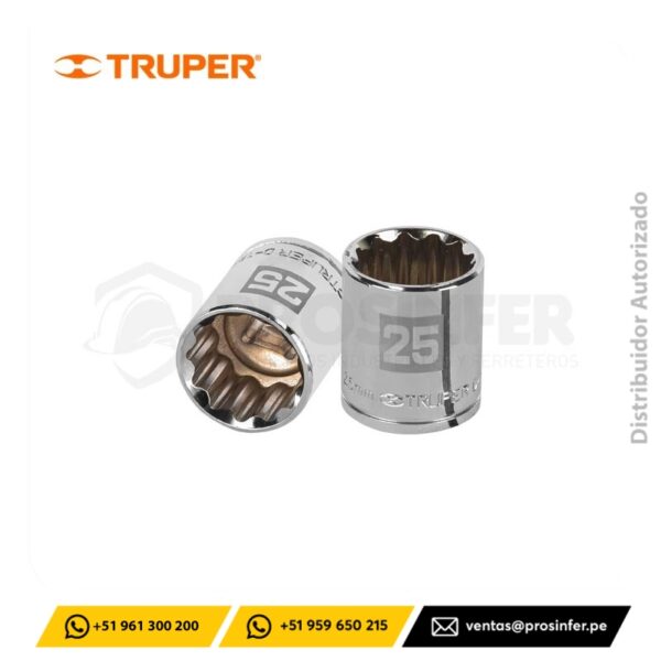 Dado Poligonal 25 mm, encaste de 1/2" Truper 13539