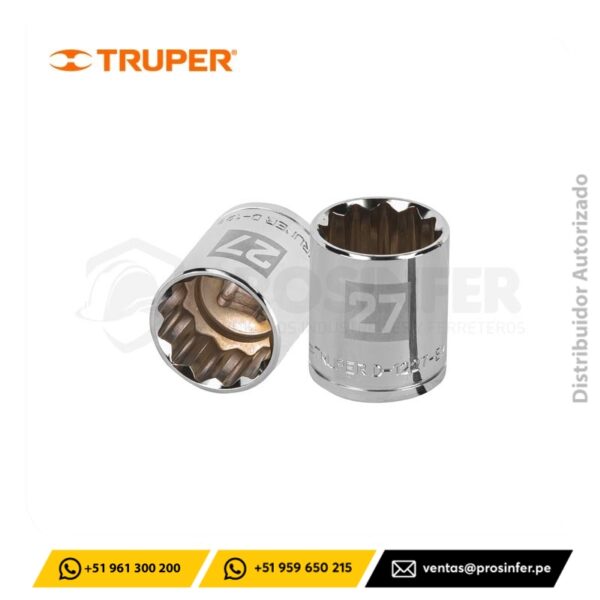 Dado Poligonal 27 mm, encaste de 1/2" Truper 13541