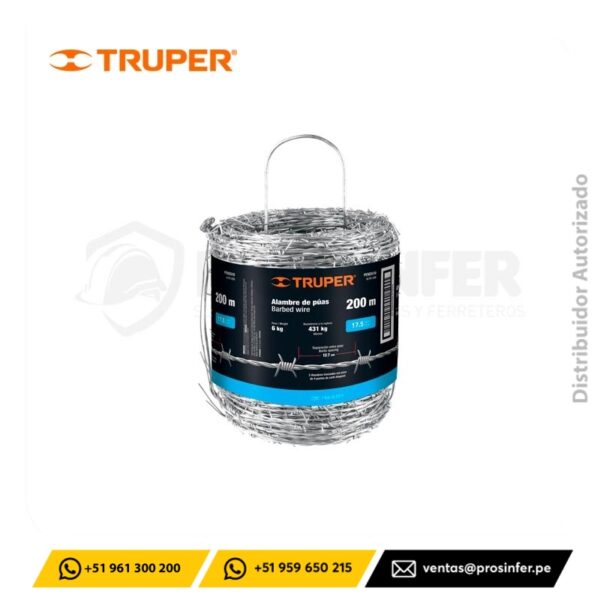 Alambre de púas de 200 m BWG 17.5 Truper 103403