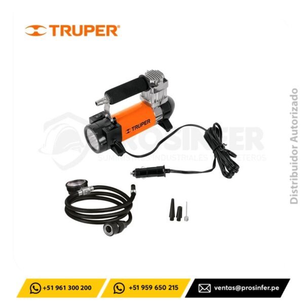 Compresor de aire con Linterna 12 V portátil Truper 19999