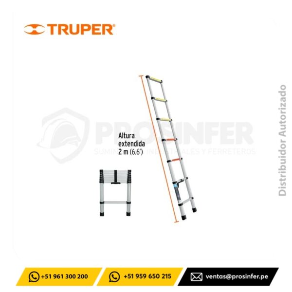 Escalera Telescópica 7 peldaños Retractil Truper 101903
