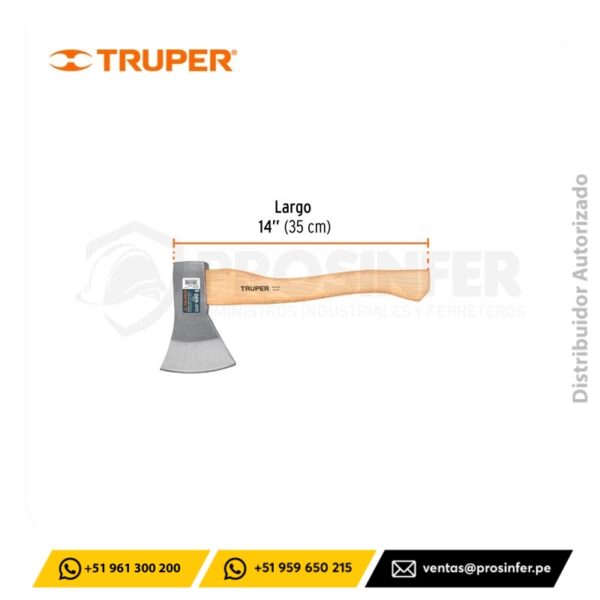 Hacha europea 600 g, mango hickory 14" Truper 14954