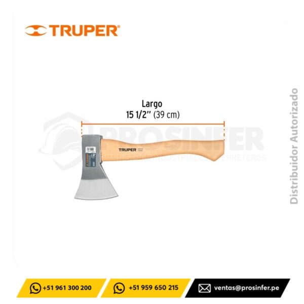 Hacha Europea 800 g, mango hickory 15" Truper 100494