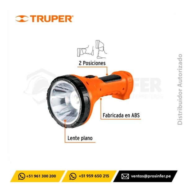 Linterna Plástica 1 Led 150 lm Recargable Truper 16005