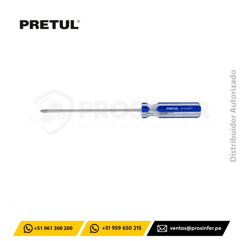 Desarmador Cruz 3/16” x 6” mango PVC Pretul 21472 en Perú - Prosinfer