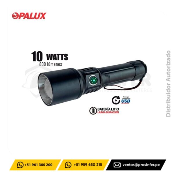 Linterna Led Táctica Recargable 10W Opalux OP-8942