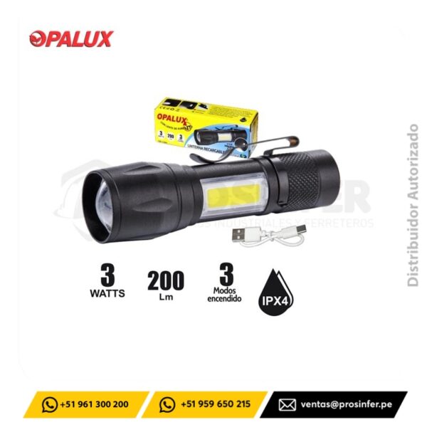 Linterna Recargable 3W Opalux OP-1309