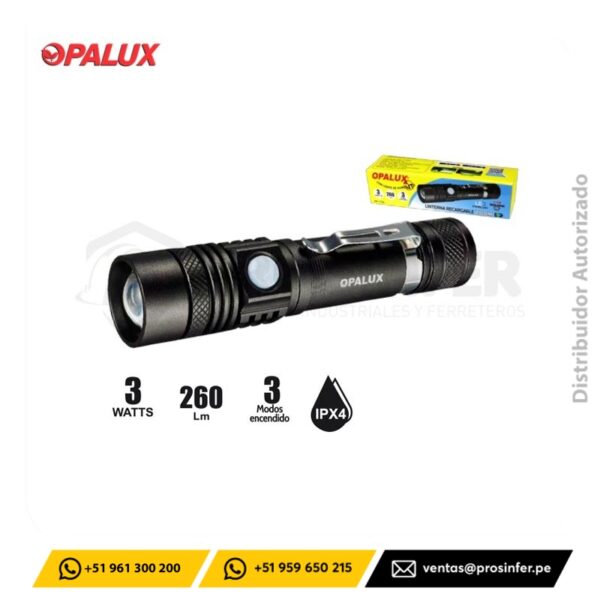 Linterna Recargable 3W Opalux OP-1736