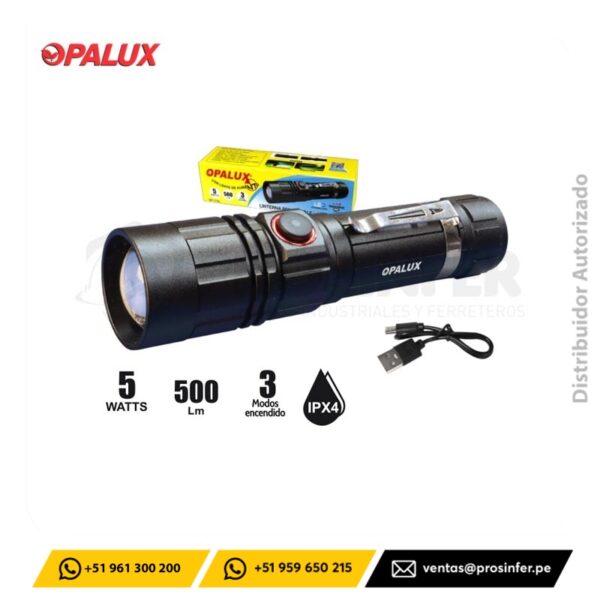 Linterna Recargable 5W Opalux OP-1735