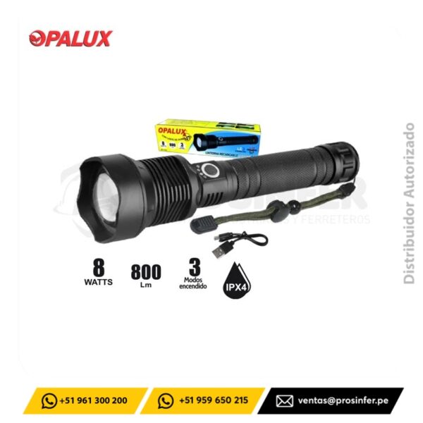Linterna Recargable 8W Opalux OP-1734