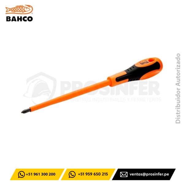 Destornillador Phillips Aislado VDE PH0 x 100 mm Bahco 625-0-100