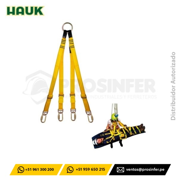 Conector de Anclaje para Camilla de 4 Puntos con 4 Mosquetones Hauk AC4M2