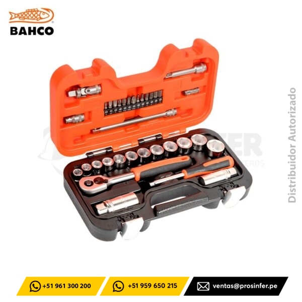 Juego de Dados 34 piezas 1/4" y 3/8" Bahco S330