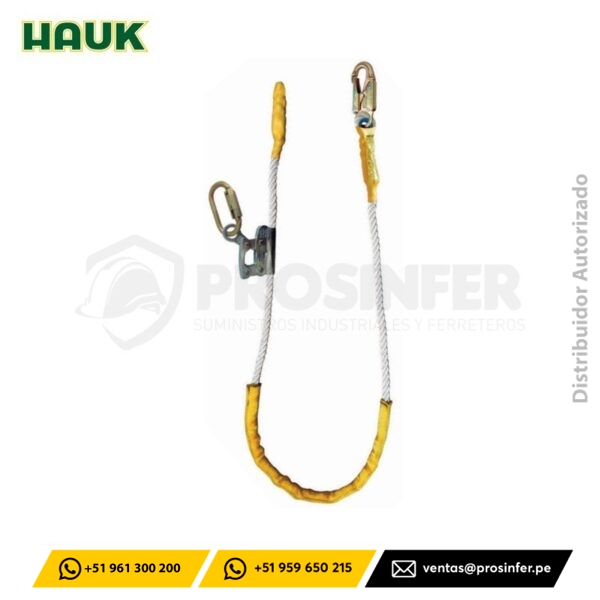 Línea de conexión 1.80 m con 1 gancho de 3/4″ y freno fijo con mosquetón Hauk XC0PFCF18