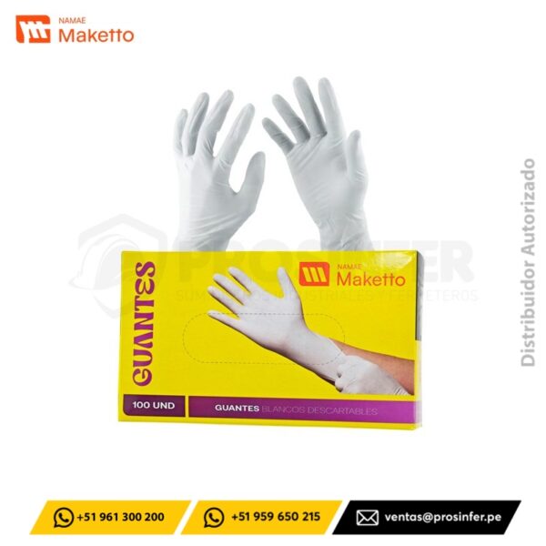 Guantes Descartable Latex Blanco Maketto