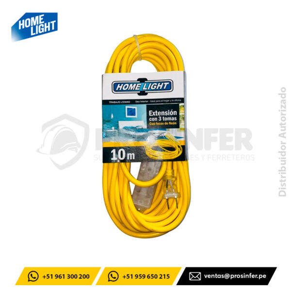 Extensión Amarilla 3 Tomas 10 Metros Home Light
