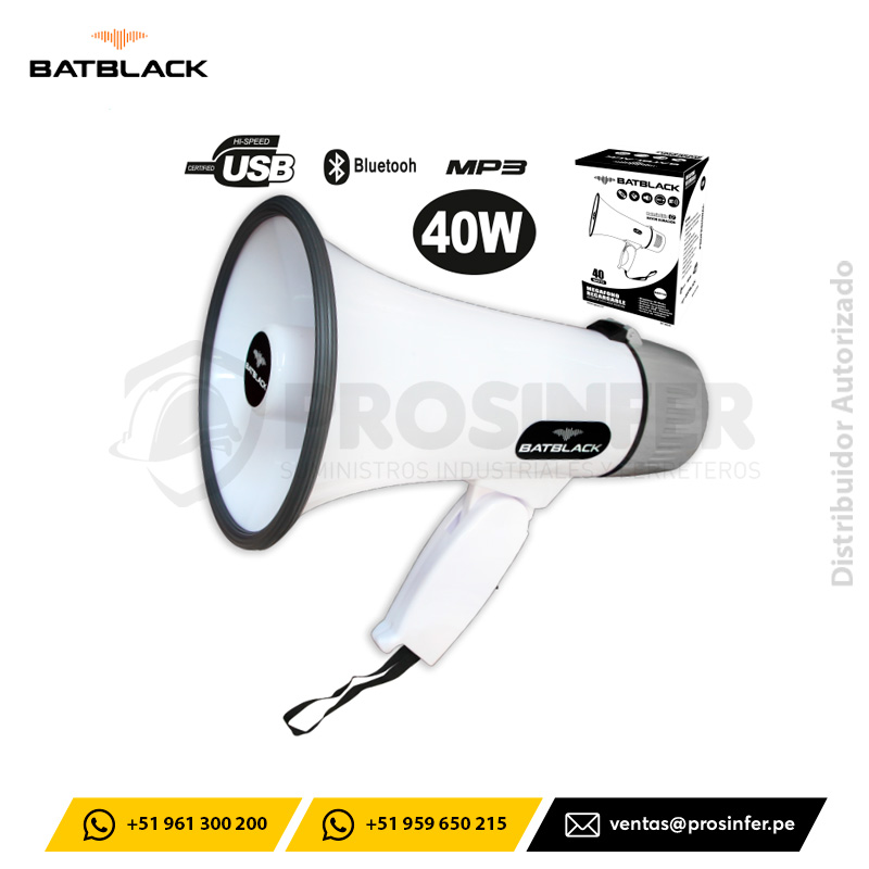 Megáfono 40W Recargable Batblack BT-XB32