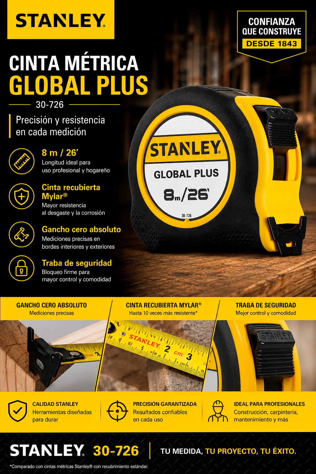 Wincha Global Plus 8m Stanley 30-726