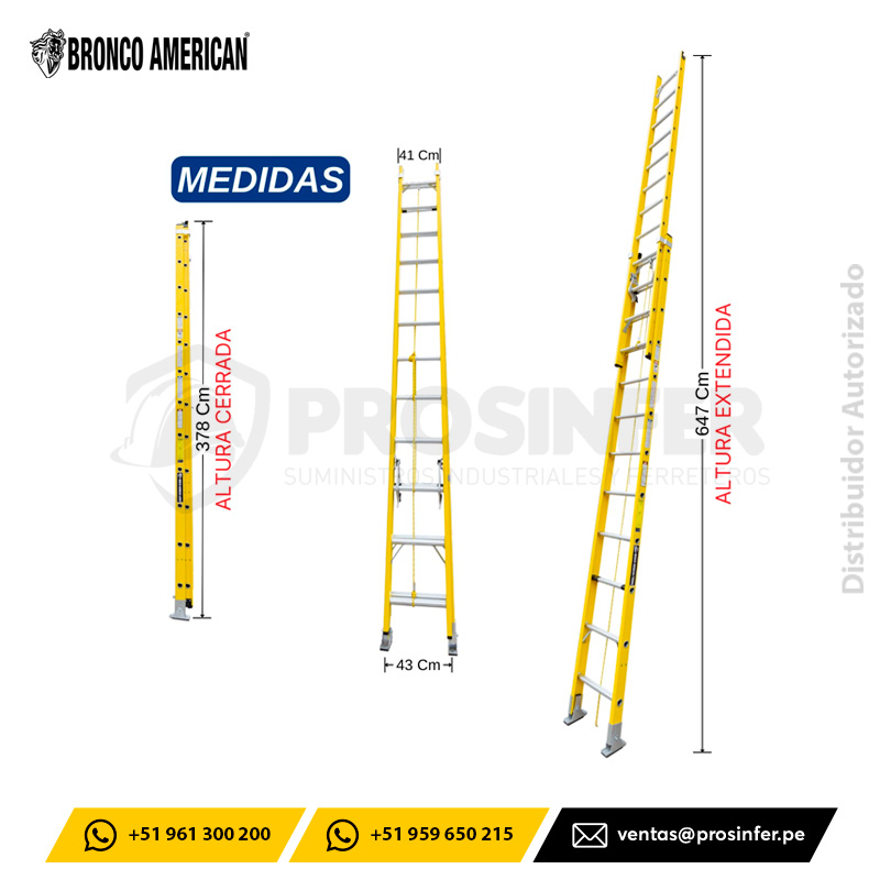 Escalera Telescópica 24 Pasos de Fibra (FTT-24IA) Bronco American