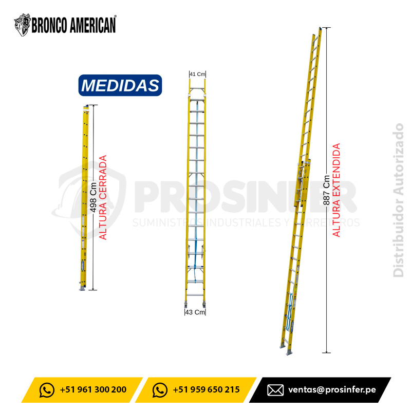Escalera Telescópica 32 Pasos de Fibra (FTT-32IA) Bronco American