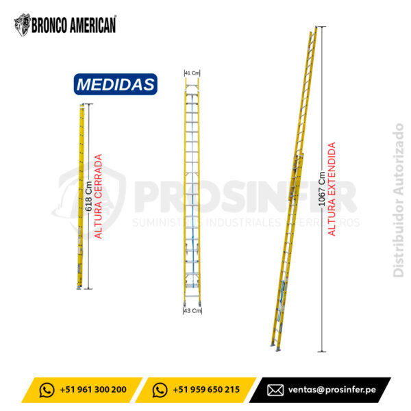 Escalera Telescópica 40 Pasos de Fibra (FTT-40IA) Bronco American