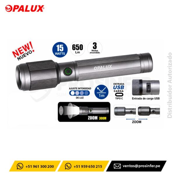 Linterna Tactica 10W Recargable OP-2141F Opalux