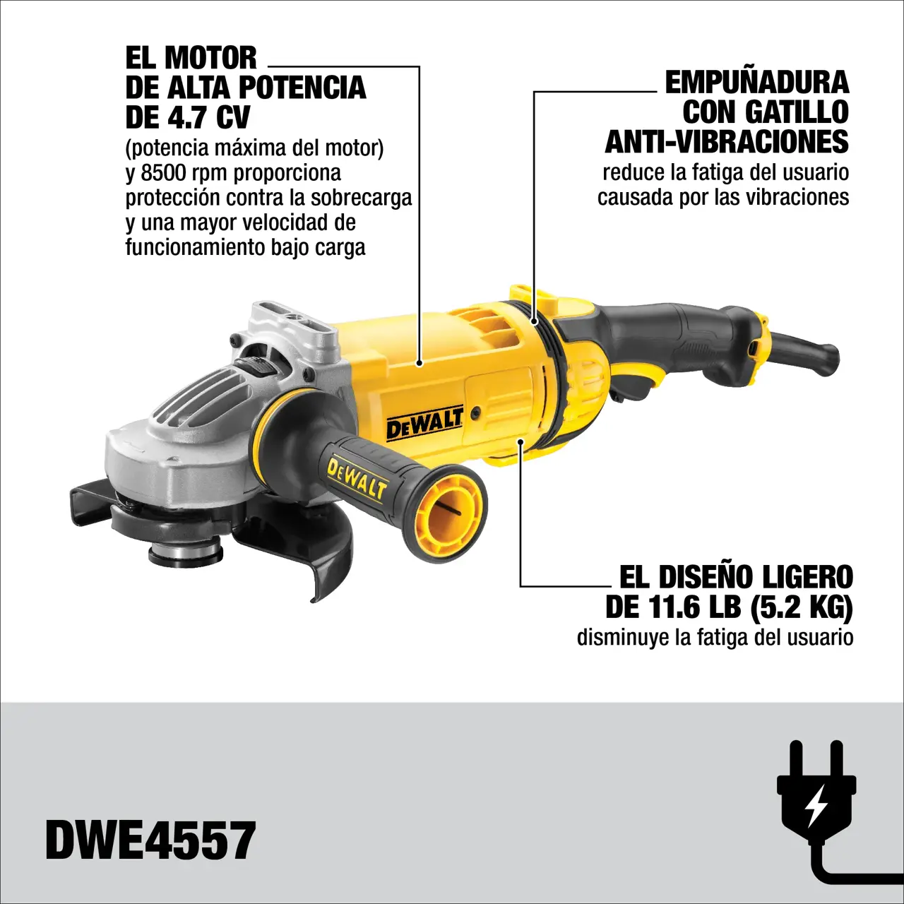 Amoladora Angular 7" 2400W DeWALT DWE4557