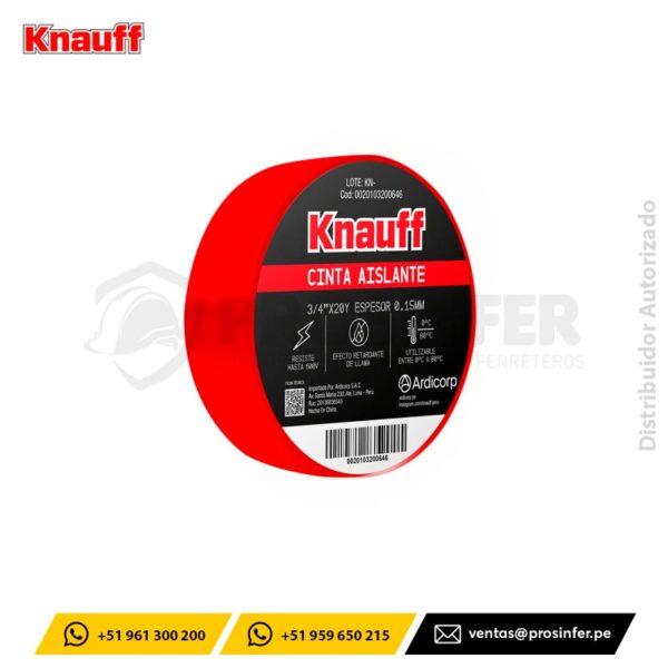 Cinta Aislante Rojo 3/4"X20yd Knauff