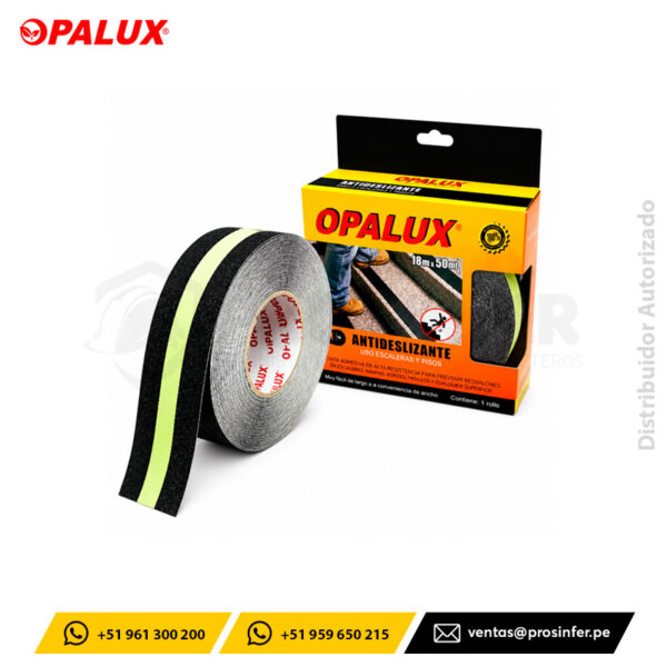 Cinta Antideslizante Negro Fotoluminiscente Opalux AN-18NF