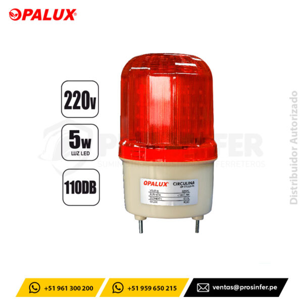 Circulina LED Roja con Sirena 220V Opalux OP-STL220-RD