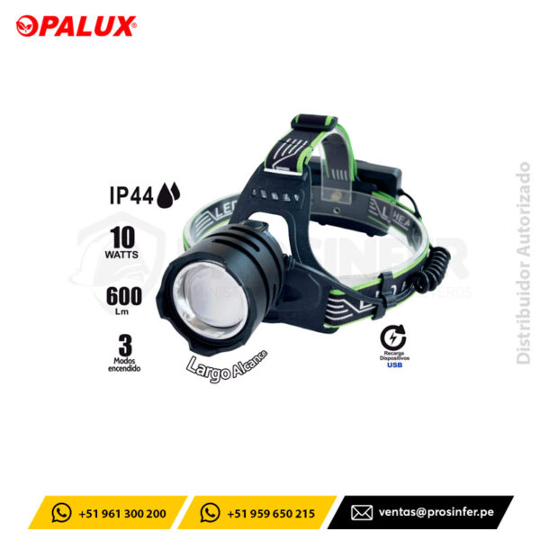 Linterna Frontal Recargable 10W Opalux OP-3404