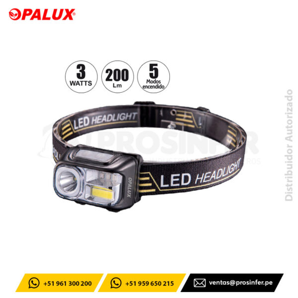 Linterna Frontal Recargable 3W Opalux OP-3663