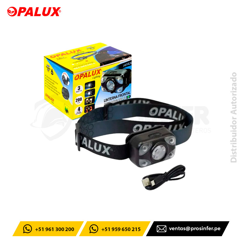 Linterna Frontal Recargable 3W Opalux OP-3672