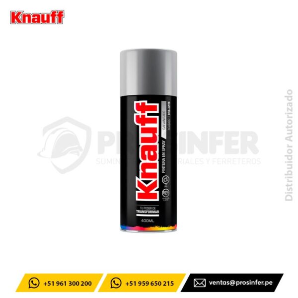 Pintura Spray Galvanizada 80% Zinc Brillante Knauff #5001