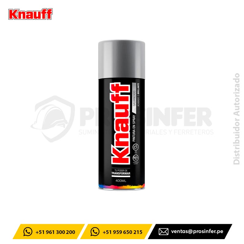 Pintura Spray Galvanizada 80% Zinc Brillante Knauff #5001