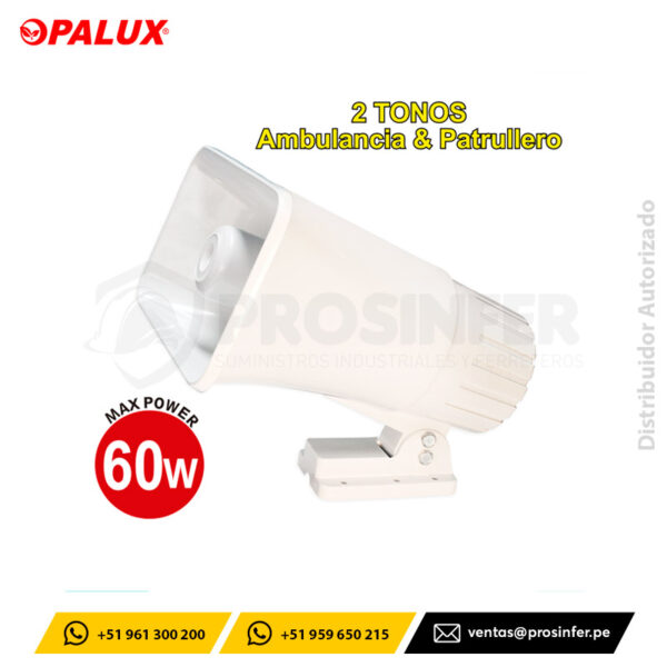 Sirena Blanca 12-24VDC 60W Opalux OP-58S